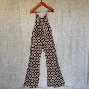 Flynn Skye Spaghetti Strap Open Side Mid Rise Drawstring Flare Leg Boho Jumpsuit